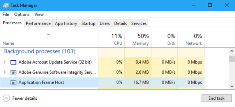 Can I delete application frame host?