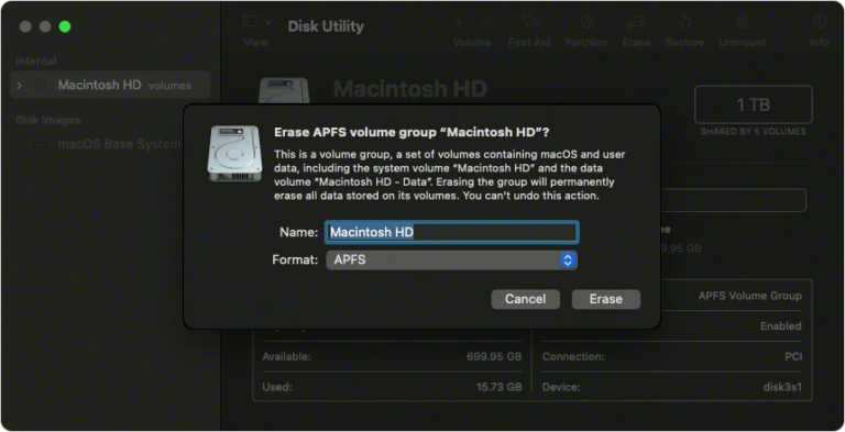 Sletter gendannelsestilstand data Mac?
