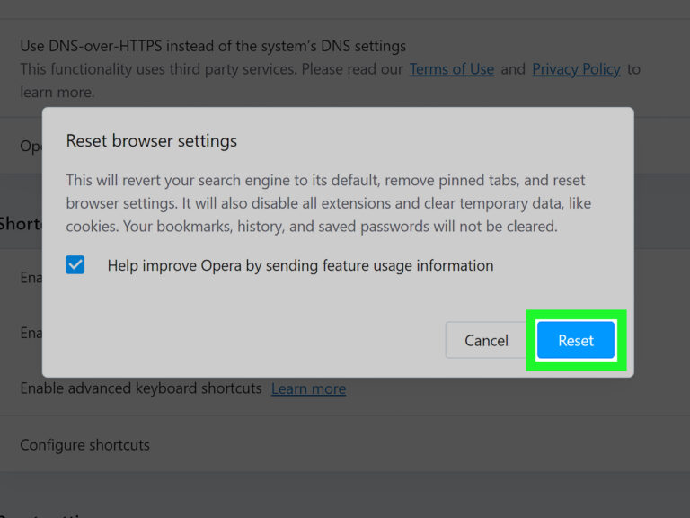 Does resetting browser settings delete passwords?
