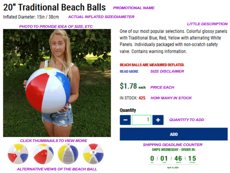 How big is a normal beach ball?