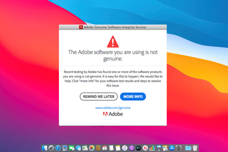 How do I avoid the Adobe not genuine message Mac?