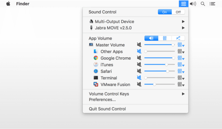 How do I reduce the volume of one app on Mac?