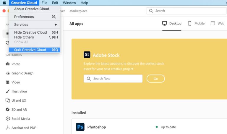 How do I remove Adobe Creative Cloud from the Mac menu bar?
