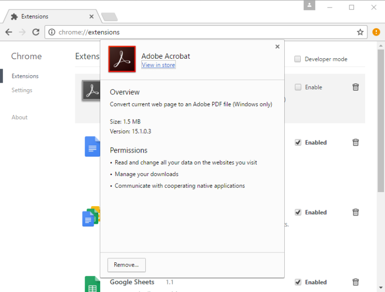 How do I update Adobe Reader in Chrome?