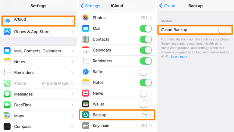 How do you stop iCloud backup?