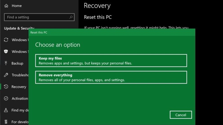 How long should a factory reset take Windows 10?