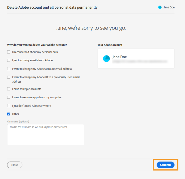 How much time does it take to delete Adobe account?