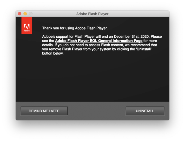 Is uninstall Adobe Flash Player legitimate?