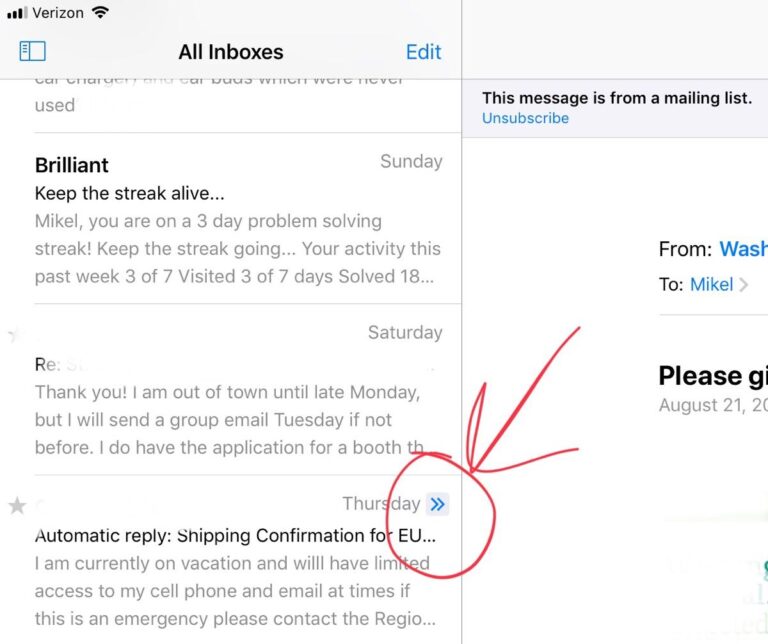 What does a blue circle mean on email?