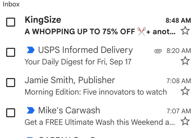 What does a blue email mean?