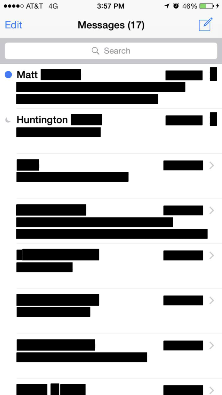 What does a dot beside a text message mean?