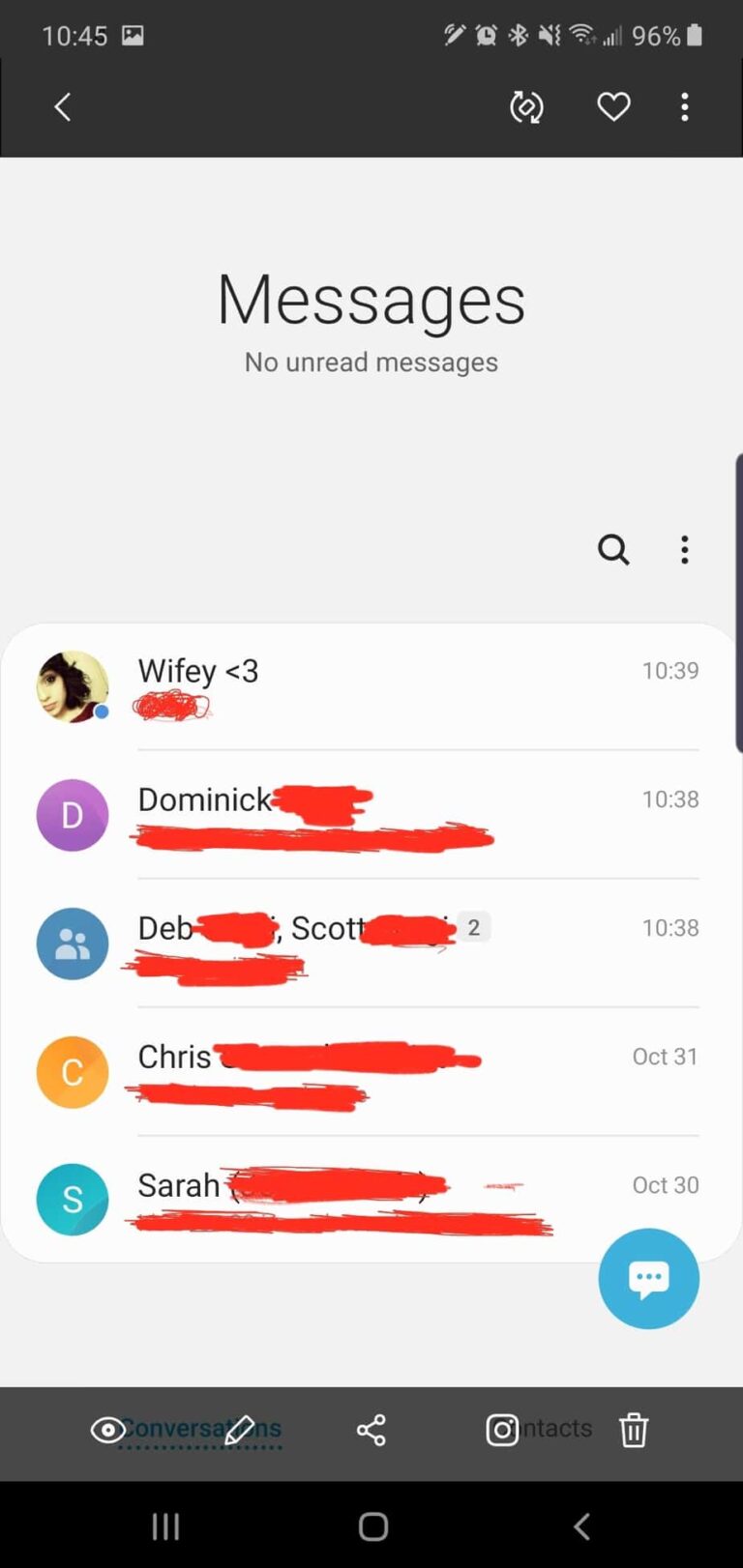 What does the blue dot next to a contact mean Samsung?