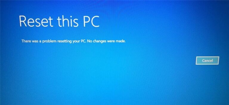 Why does it say there was a problem resetting your PC?