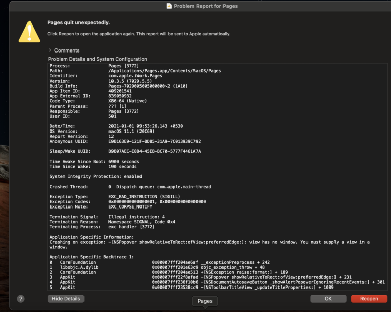Why is pages not responding on my Mac?