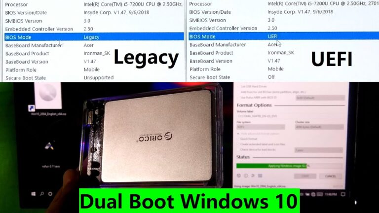 Devo usar UEFI ou legado para inicialização dupla?