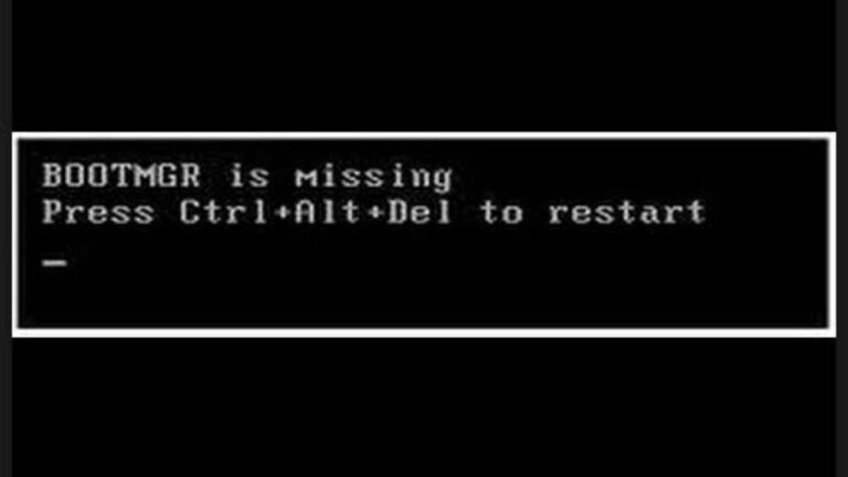 O que está faltando BOOTMGR Pressione Ctrl Alt Del para reiniciar?