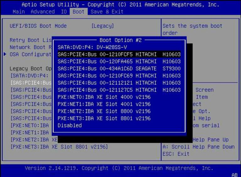 Onde está a ordem de inicialização no BIOS?
