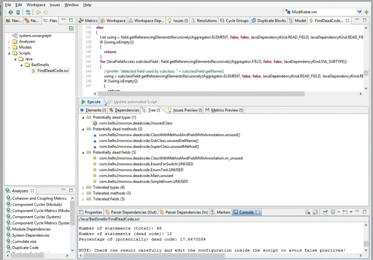 Which tool can be used to identify dead unused code?