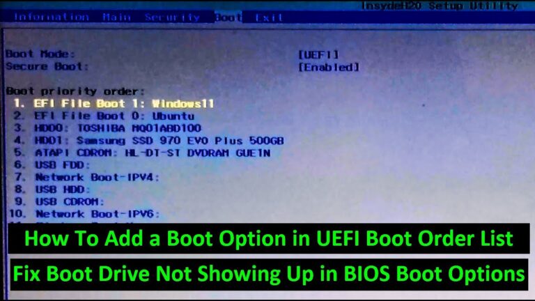 Why is my boot option not available in BIOS?
