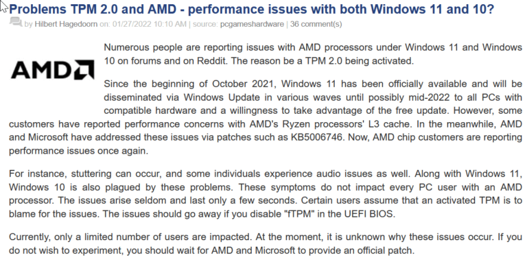 Does TPM 2.0 affect performance?