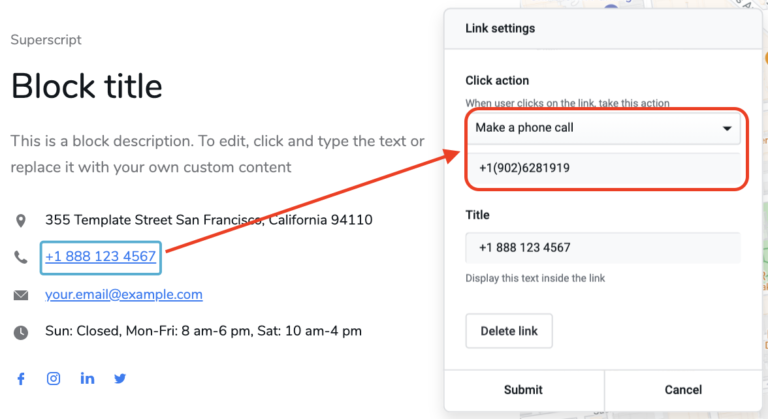 How do I make a phone call with a link?
