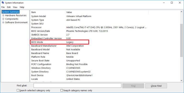 Which BIOS mode is being used in your system?