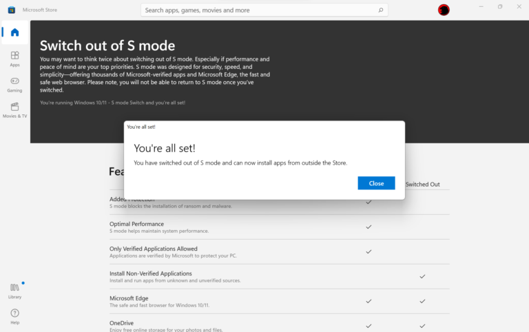Mitä tapahtuu, jos poistan Windows 11:n S-tilasta?