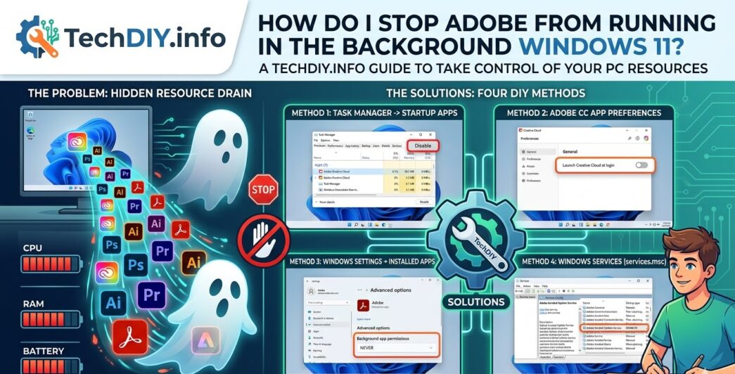 How do I stop Adobe from running in the background Windows